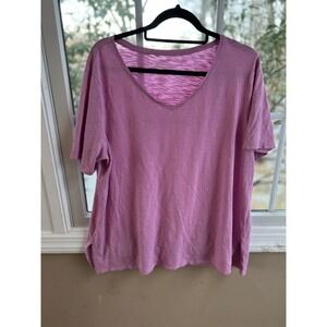 Chico's Chicos Ultimate Tee Pink Top Short Sleeve Cotton/Modal V Neck XL